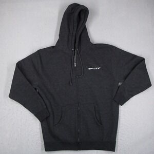 SpaceX Falcon Heavy Full Zip Hoodie Mens Large Gray FH Logo Graphic Sweatshirt